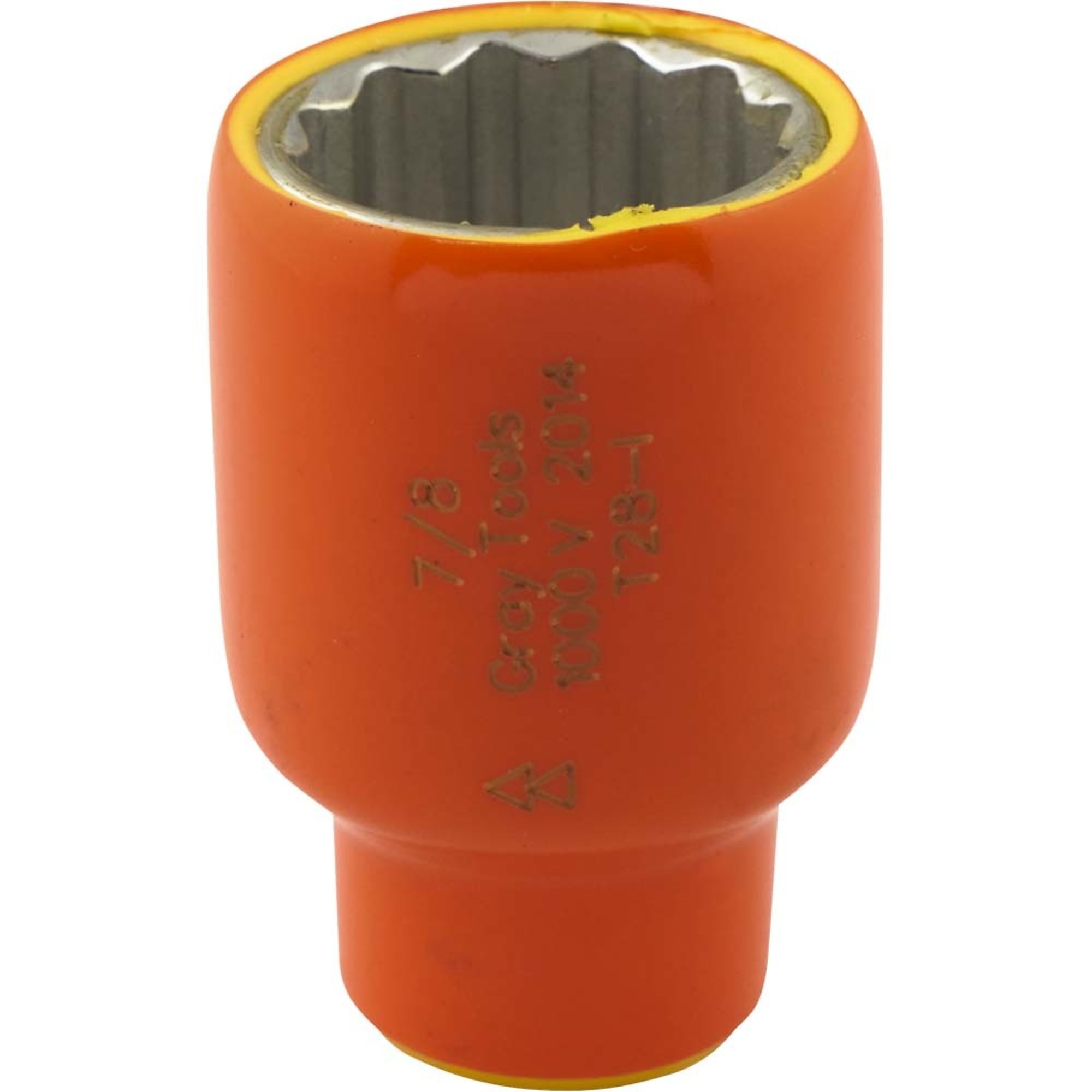 Gray Tools, 7/8in. X 3/8in. Drive Socket 1000V Insulated, Socket Size 7/8 in, Drive Size 3/8 in, Model# T28-I